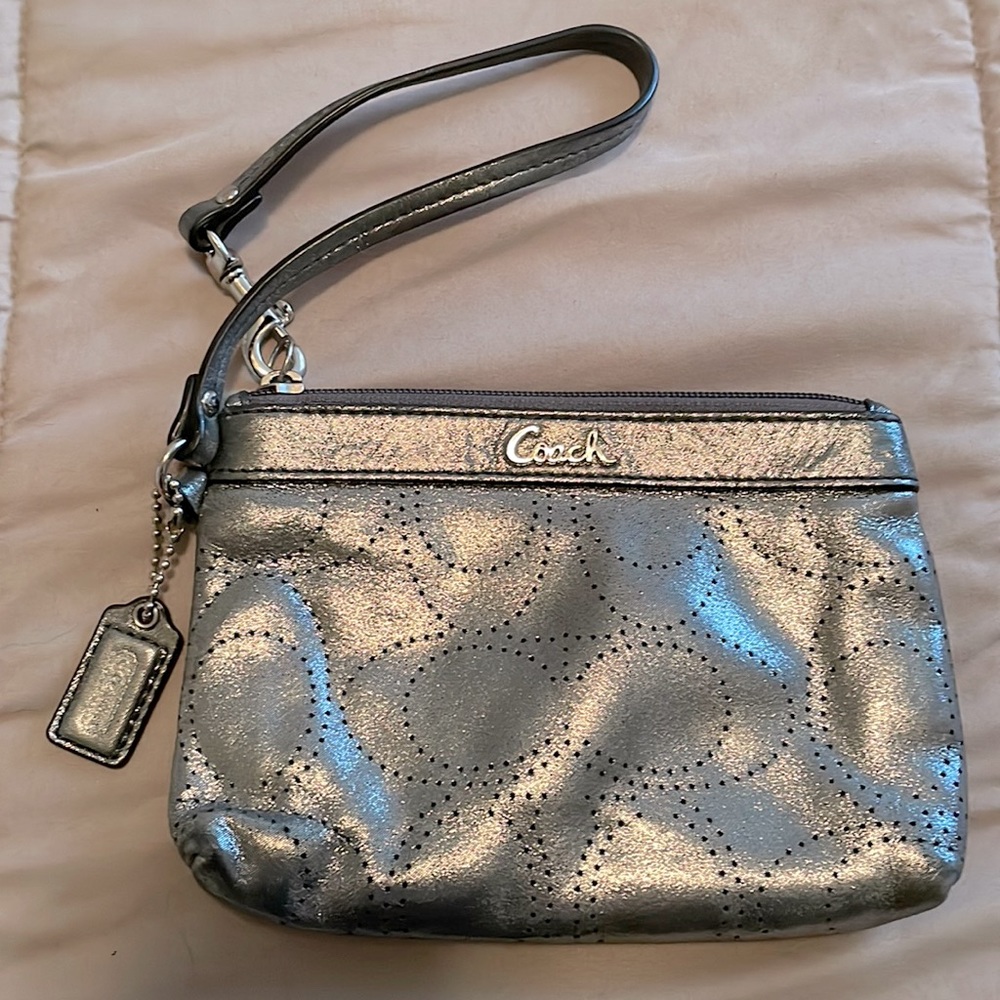 Coach wristlet, silver